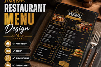 design a modern restaurant menu