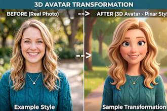 create a cute 3d pixar style ai cartoon avatar from your photo