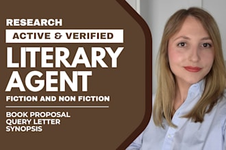 find verified literary agents, create compelling query letter and proposal
