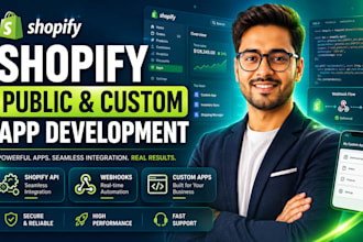 build shopify public app, custom app, private app and API integration