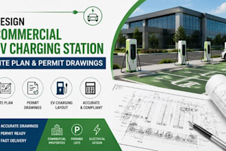 design commercial ev charging station site plan and permit drawings
