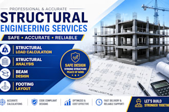 provide structural load calculation, structural analysis, beam design and layout