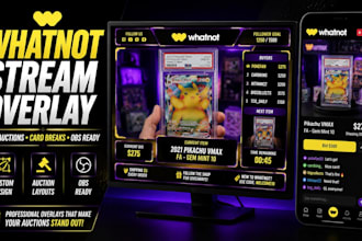 design a professional whatnot stream overlay for live auctions