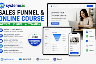 systeme io sales funnel samcart online course website wordpress card landingpage