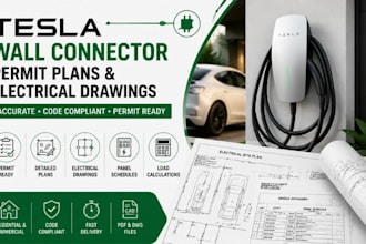 create tesla wall connector permit plans and electrical drawings