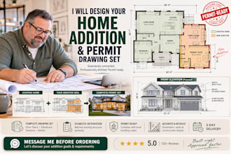 home addition architectural plans, connecting structure, permit set