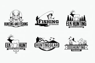 design unique outdoor hunting fishing and deer logo