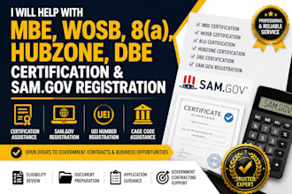 get mbe certification, wosb, 8a, wbe, hubzone, dbe do samgov, get cage code, uei