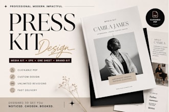 design a professional press kit, media kit, epk one sheet music influencer