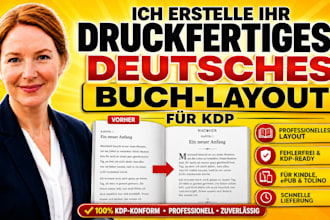 ich erstelle ihr druckfertiges deutsches buch layout für KDP