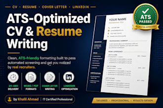 design a professional and ats friendly CV or resume