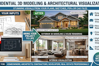 create residential 3d model house exterior interior architectural visualization