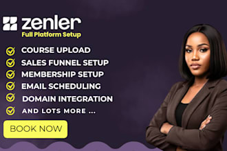 setup zenler sales funnel and course upload