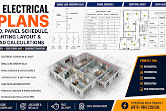 electrical plans sld panel schedule lighting layout and load calculations