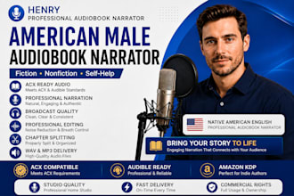 be your audiobook narrator for fiction, thriller with expressive male voice