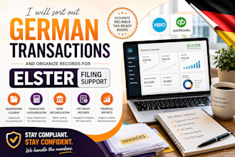 sort out german transactions and organize records for elster vat filing support