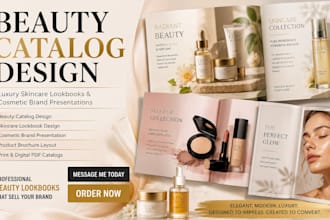 create beauty skincare catalog lookbook,  cosmetic brand presentation design