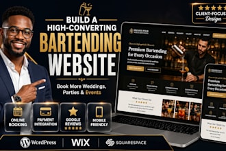 design a mobile bartending website with booking system for events and weddings
