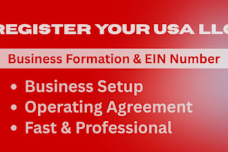 register your USA llc company, business formation, and ein number