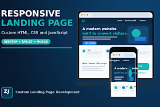 create a responsive HTML CSS landing page