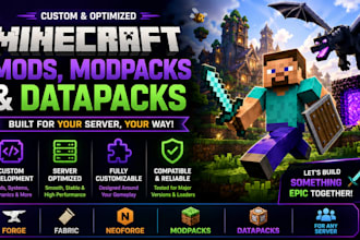create a custom miencraft forge fabric mod modpack or datapack for your server