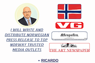 write and distribute norwegian press release to top norway trusted media outlets