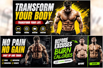 design eye catching gym and fitness thumbnails for high CTR