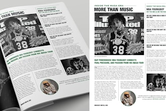 design a professional magazine or newspaper article layout