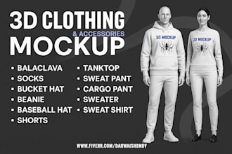 3d clothing mockup animation of your t shirt and hoodie