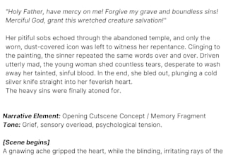 write dark game lore and psychological horror narrative