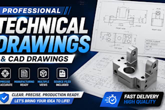 create manufacturing ready technical drawings and cad drawings for products