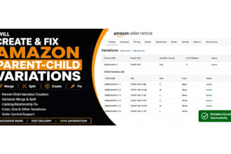 create and fix amazon parent child variations