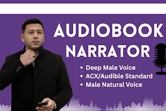 narrate your acx audiobook fantasy romance novel, male voice acting for audible