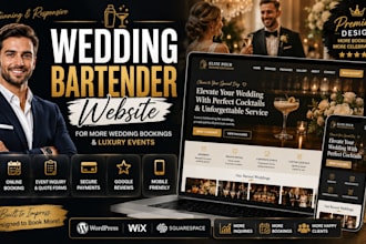 build wedding bartender website, mobile bar, cocktail catering website