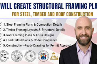 create structural framing plans for steel, timber and roof construction