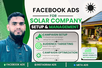 setup and manage facebook ads campaign for solar company