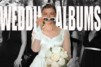 create a premium wedding photo album design