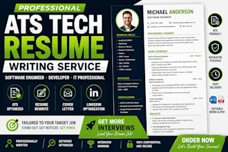 write, rewrite ats tech resume, software engineer, it cv writing