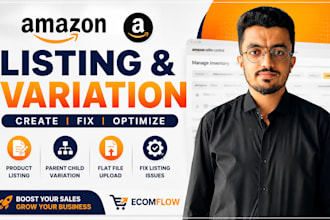 create amazon product listing, variation, parent child and fix amazon listings