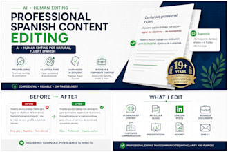 edit, proofread and improve spanish content