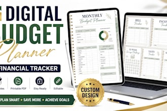 create canva digital budget planner, financial tracker, saving bill logbook