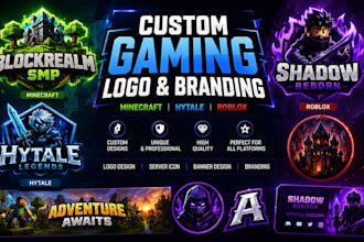 design custom minecraft hytale roblox logo server icon and gaming branding