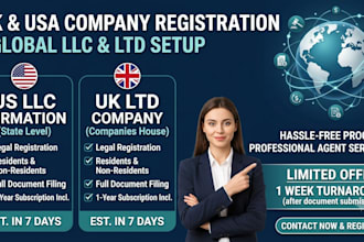 legally register your US or UK llc company hassle free in 1 week