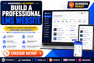 build learndash or tutor lms elearning website with membership