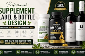 do supplement product label design mockup bottle packaging design