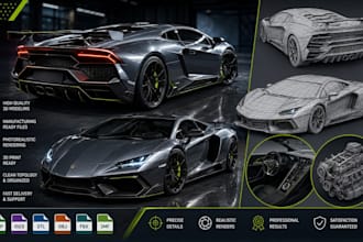 create realistic 3d cad car models for manufacturing, rendering, and 3d printing