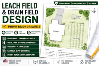 design a septic system leach field and drain field for permit