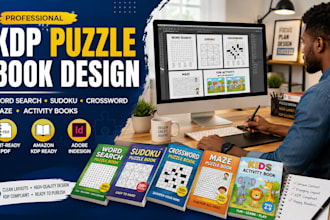 create KDP word search, crossword, sudoku, maze book, kid puzzle, activity books