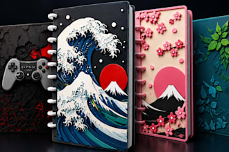 design 3d multicolor notebook planner cover pen holder stl 3mf for bambu lab ams