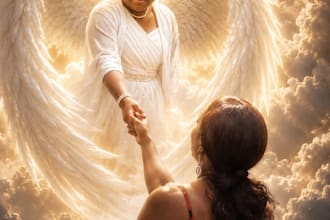 create a respectful angel wings memorial portrait